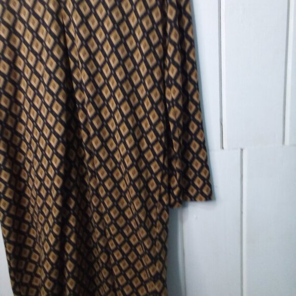 J Jill Dress Women S Long Sleeve V-Neck Stretch Pattern Brown Black - Picture 6 of 13